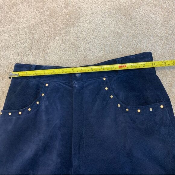 𝅺DANIER Leather vintage dark blue suede studded pants Sz 14 - Picture 5 of 9
